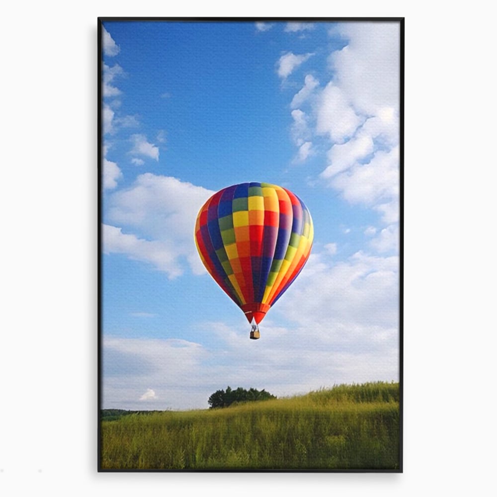 Leinwandbilder Premium LuxCanva® A1414, Der Flieger , Zimmer, Heißluftballon, Reisen, farbenfroh, Abenteuer, Wohnen, leuchtende Farben