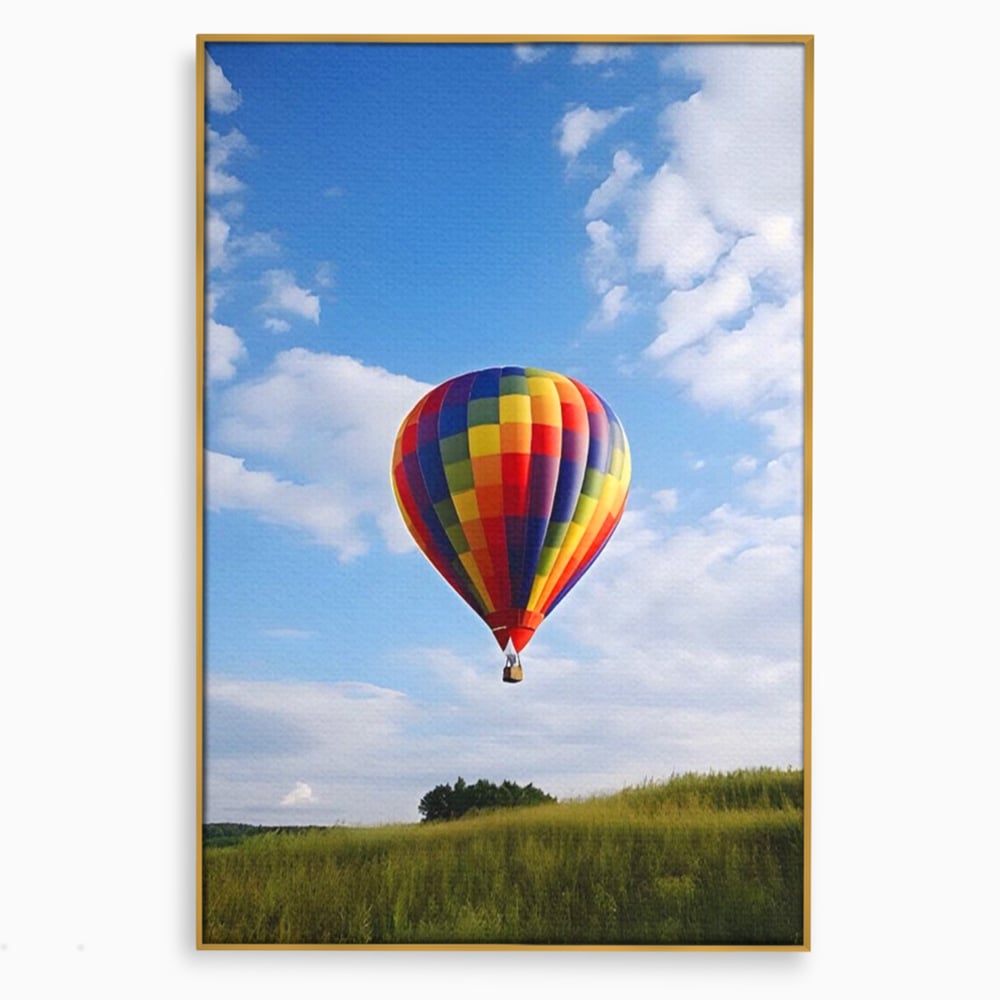 Leinwandbilder Premium LuxCanva® A1414, Der Flieger , Zimmer, Heißluftballon, Reisen, farbenfroh, Abenteuer, Wohnen, leuchtende Farben