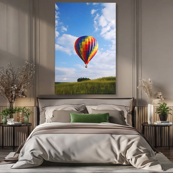 Leinwandbilder Premium LuxCanva® A1414, Der Flieger , Zimmer, Heißluftballon, Reisen, farbenfroh, Abenteuer, Wohnen, leuchtende Farben