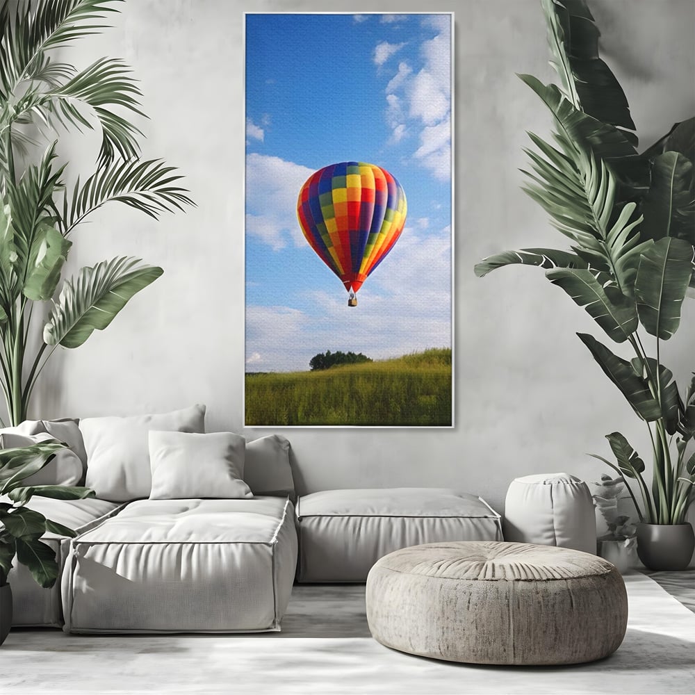 Leinwandbilder Premium LuxCanva® A1414, Der Flieger , Zimmer, Heißluftballon, Reisen, farbenfroh, Abenteuer, Wohnen, leuchtende Farben