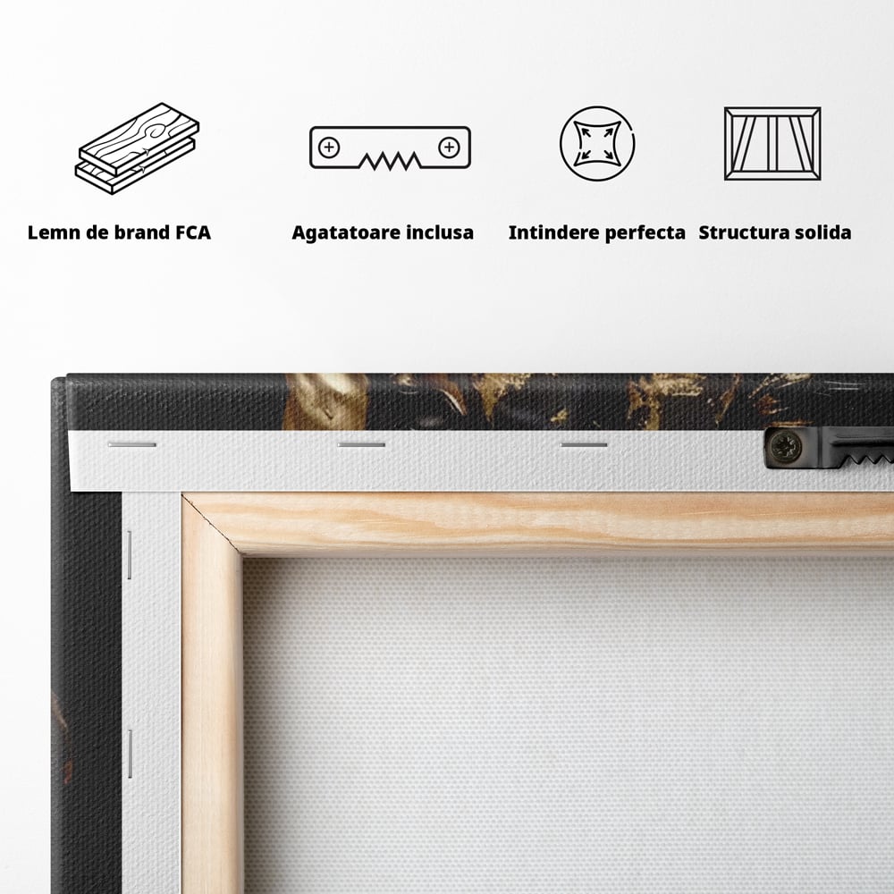 Tablou Canvas Premium LuxCanva® A1415, Chocolate Horse , Room, Cal, Animal, Auriu, Dormitor, Culori Vibrante