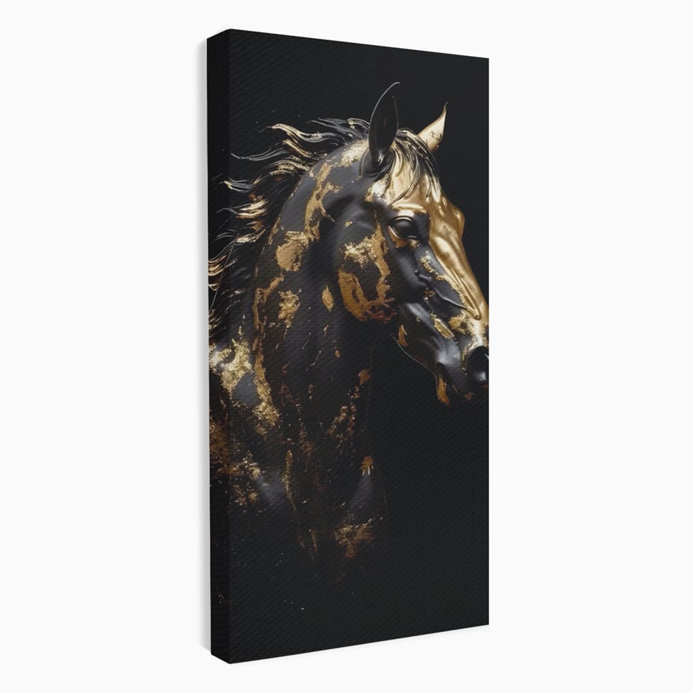 Tablou Canvas Premium LuxCanva® A1415, Chocolate Horse , Room, Cal, Animal, Auriu, Dormitor, Culori Vibrante