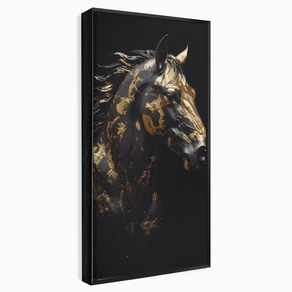 Tablou Canvas Premium LuxCanva® A1415, Chocolate Horse , Room, Cal, Animal, Auriu, Dormitor, Culori Vibrante