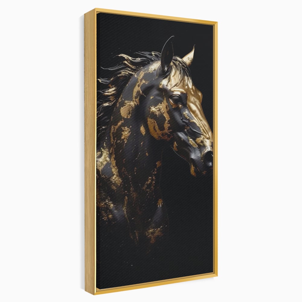 Tablou Canvas Premium LuxCanva® A1415, Chocolate Horse , Room, Cal, Animal, Auriu, Dormitor, Culori Vibrante