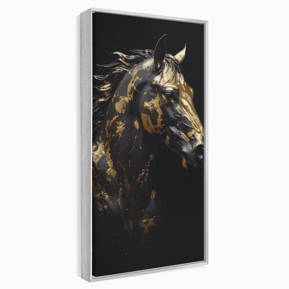 Tablou Canvas Premium LuxCanva® A1415, Chocolate Horse , Room, Cal, Animal, Auriu, Dormitor, Culori Vibrante