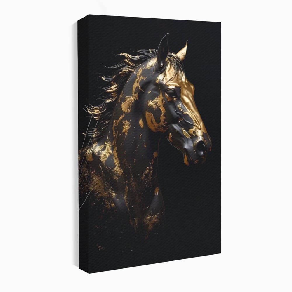 Tablou Canvas Premium LuxCanva® A1415, Chocolate Horse , Room, Cal, Animal, Auriu, Dormitor, Culori Vibrante