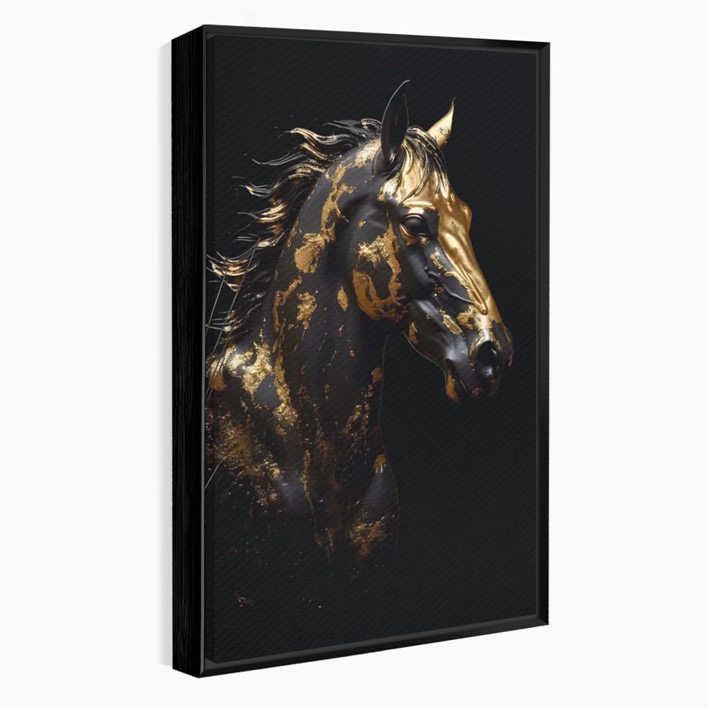 Tablou Canvas Premium LuxCanva® A1415, Chocolate Horse , Room, Cal, Animal, Auriu, Dormitor, Culori Vibrante