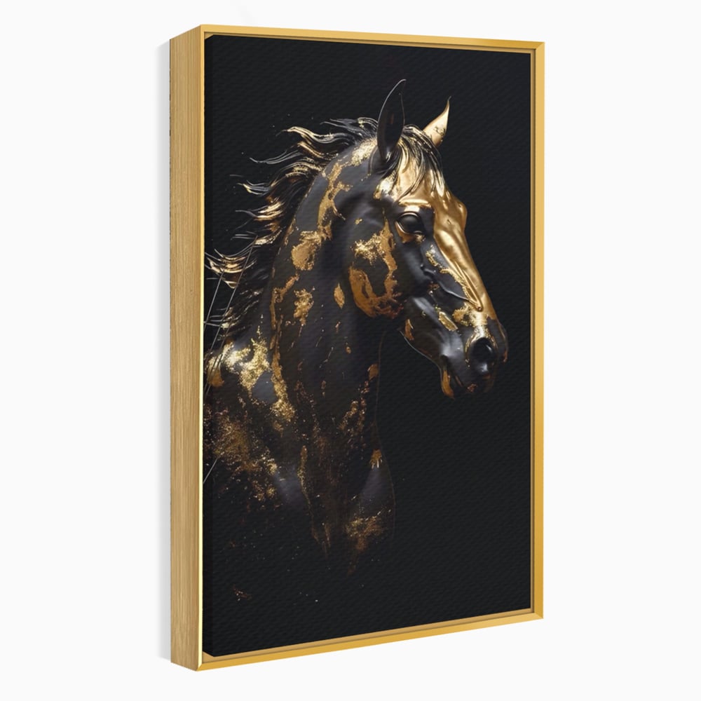 Tablou Canvas Premium LuxCanva® A1415, Chocolate Horse , Room, Cal, Animal, Auriu, Dormitor, Culori Vibrante