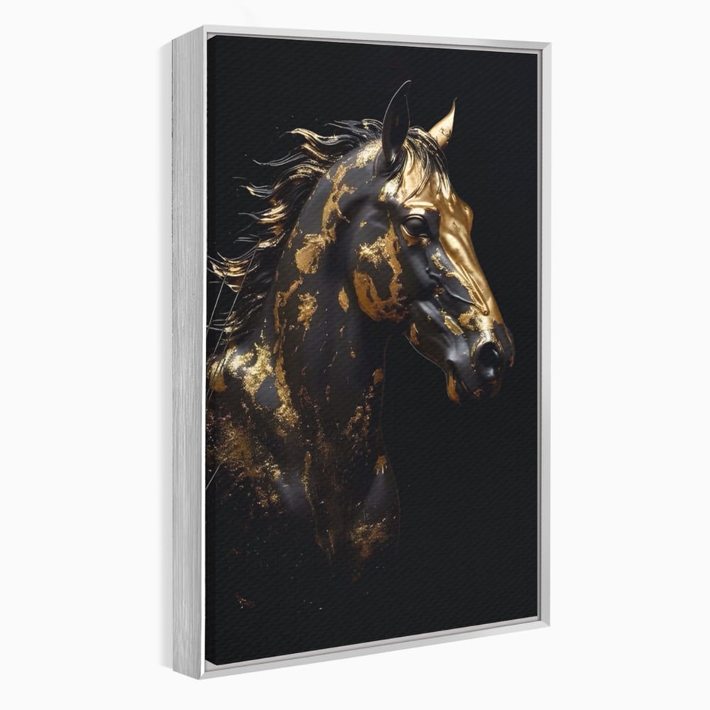 Tablou Canvas Premium LuxCanva® A1415, Chocolate Horse , Room, Cal, Animal, Auriu, Dormitor, Culori Vibrante