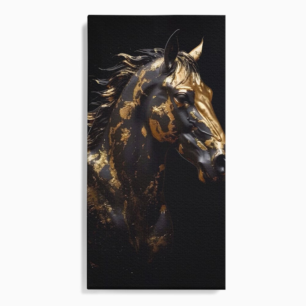 Tablou Canvas Premium LuxCanva® A1415, Chocolate Horse , Room, Cal, Animal, Auriu, Dormitor, Culori Vibrante