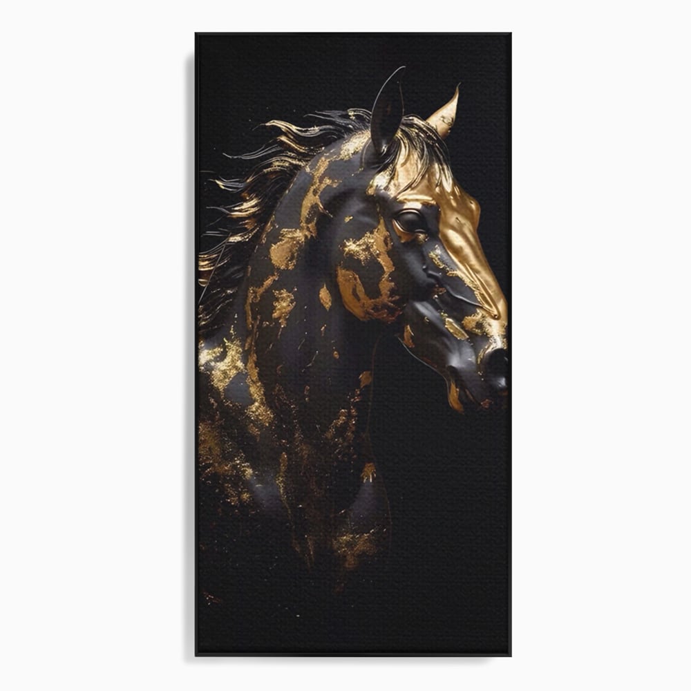 Tablou Canvas Premium LuxCanva® A1415, Chocolate Horse , Room, Cal, Animal, Auriu, Dormitor, Culori Vibrante