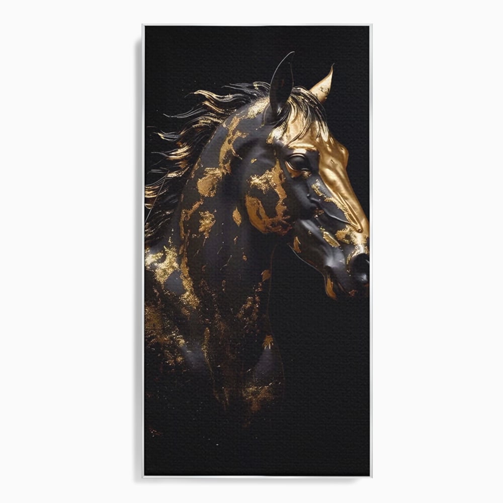 Tablou Canvas Premium LuxCanva® A1415, Chocolate Horse , Room, Cal, Animal, Auriu, Dormitor, Culori Vibrante
