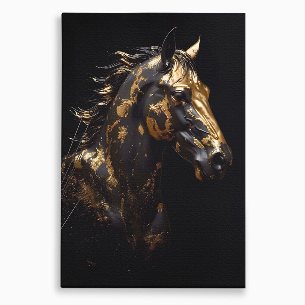 Tablou Canvas Premium LuxCanva® A1415, Chocolate Horse , Room, Cal, Animal, Auriu, Dormitor, Culori Vibrante