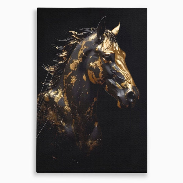 Tablou Canvas Premium LuxCanva® A1415, Chocolate Horse , Room, Cal, Animal, Auriu, Dormitor, Culori Vibrante