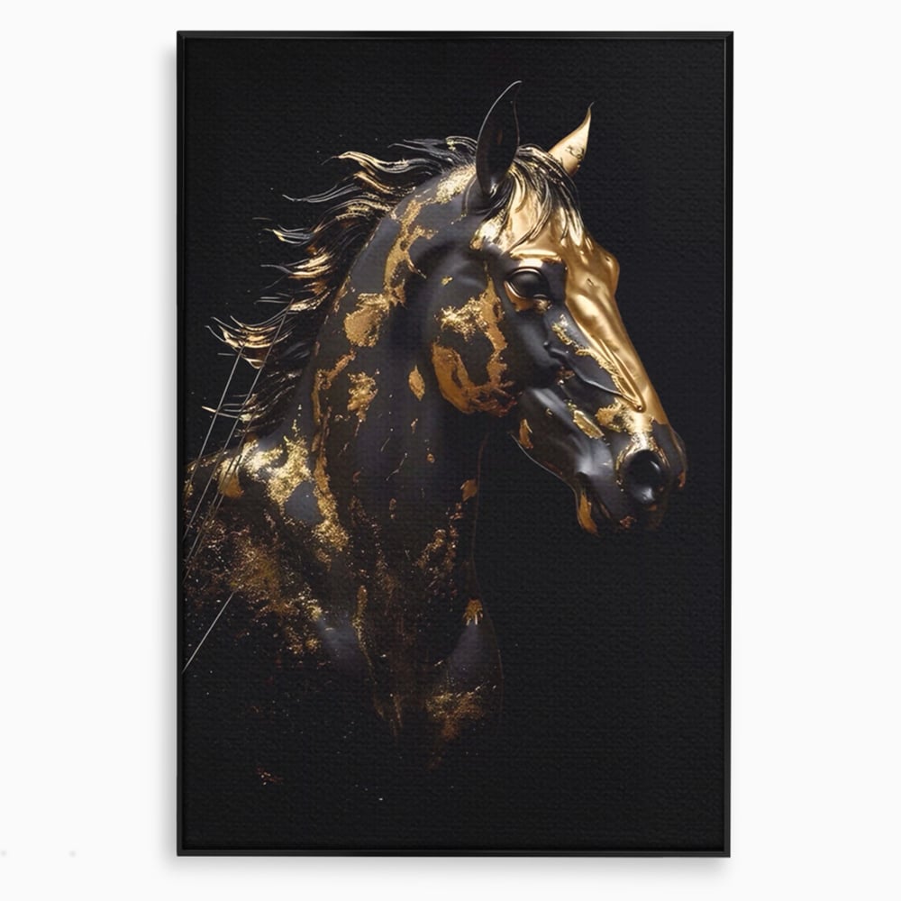 Tablou Canvas Premium LuxCanva® A1415, Chocolate Horse , Room, Cal, Animal, Auriu, Dormitor, Culori Vibrante