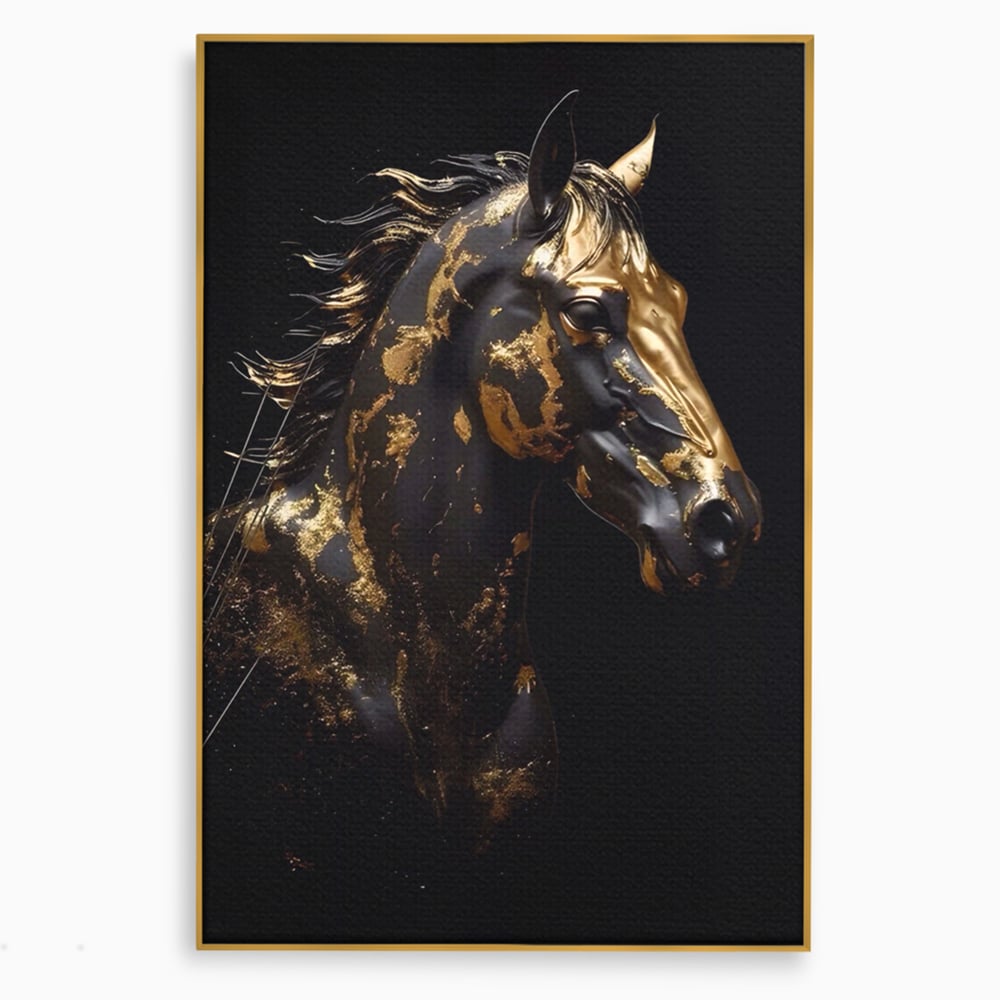 Tablou Canvas Premium LuxCanva® A1415, Chocolate Horse , Room, Cal, Animal, Auriu, Dormitor, Culori Vibrante