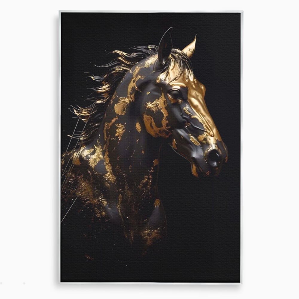 Tablou Canvas Premium LuxCanva® A1415, Chocolate Horse , Room, Cal, Animal, Auriu, Dormitor, Culori Vibrante