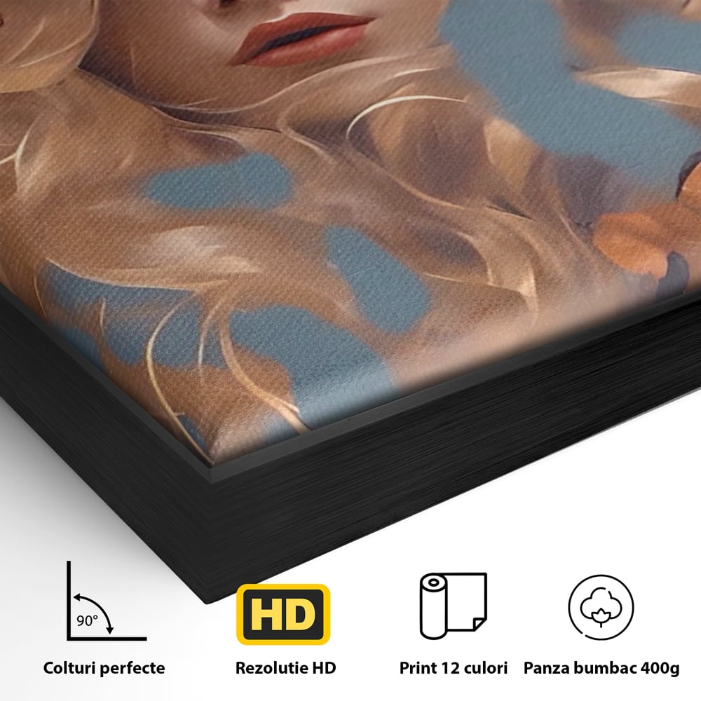 Tablou Canvas Premium LuxCanva® A1416, Angel Face , Living Room, Frumusete, Inger, Rose, Decorativ, Culori Vibrante