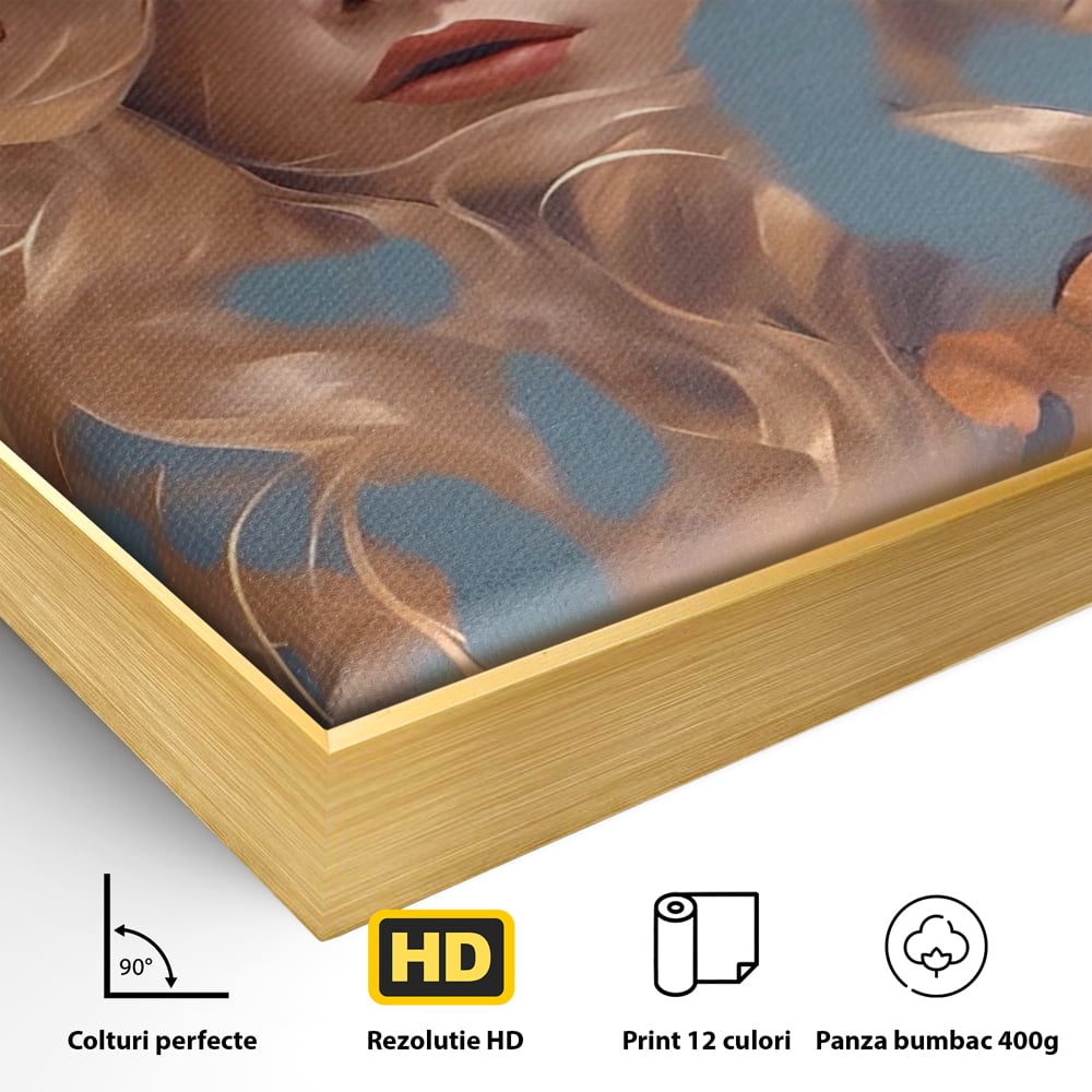Tablou Canvas Premium LuxCanva® A1416, Angel Face , Living Room, Frumusete, Inger, Rose, Decorativ, Culori Vibrante