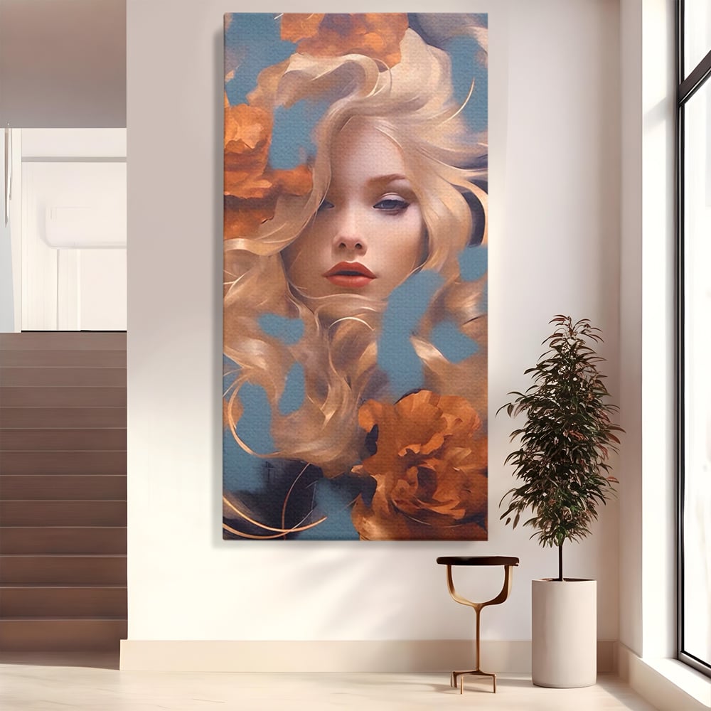 Tablou Canvas Premium LuxCanva® A1416, Angel Face , Living Room, Frumusete, Inger, Rose, Decorativ, Culori Vibrante