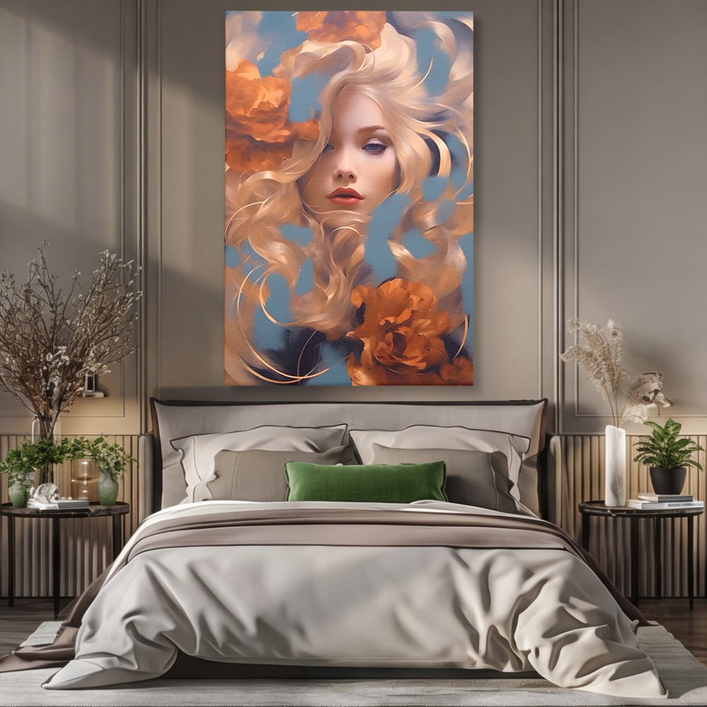 Tablou Canvas Premium LuxCanva® A1416, Angel Face , Living Room, Frumusete, Inger, Rose, Decorativ, Culori Vibrante