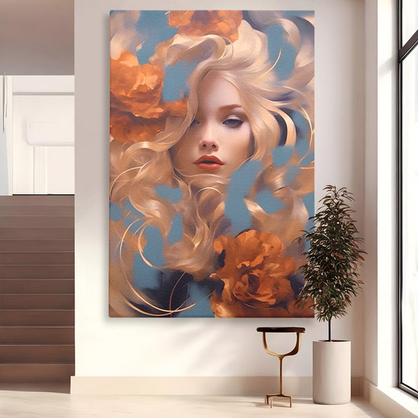 Tablou Canvas Premium LuxCanva® A1416, Angel Face , Living Room, Frumusete, Inger, Rose, Decorativ, Culori Vibrante