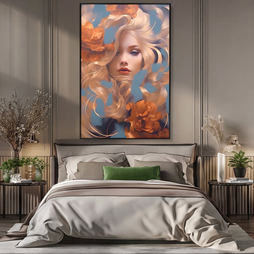 Tablou Canvas Premium LuxCanva® A1416, Angel Face , Living Room, Frumusete, Inger, Rose, Decorativ, Culori Vibrante
