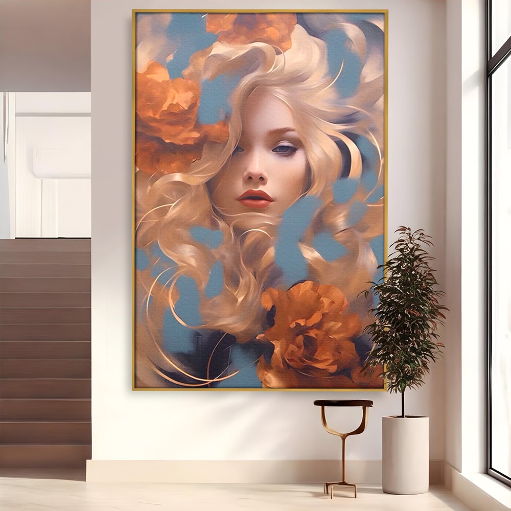 Tablou Canvas Premium LuxCanva® A1416, Angel Face , Living Room, Frumusete, Inger, Rose, Decorativ, Culori Vibrante