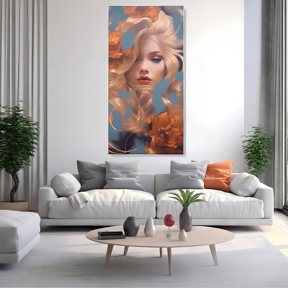 Tablou Canvas Premium LuxCanva® A1416, Angel Face , Living Room, Frumusete, Inger, Rose, Decorativ, Culori Vibrante