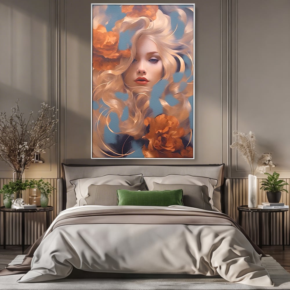 Tablou Canvas Premium LuxCanva® A1416, Angel Face , Living Room, Frumusete, Inger, Rose, Decorativ, Culori Vibrante