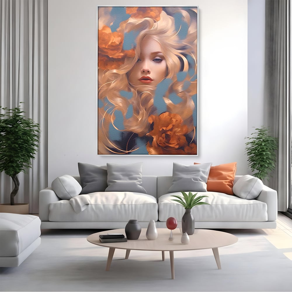 Tablou Canvas Premium LuxCanva® A1416, Angel Face , Living Room, Frumusete, Inger, Rose, Decorativ, Culori Vibrante