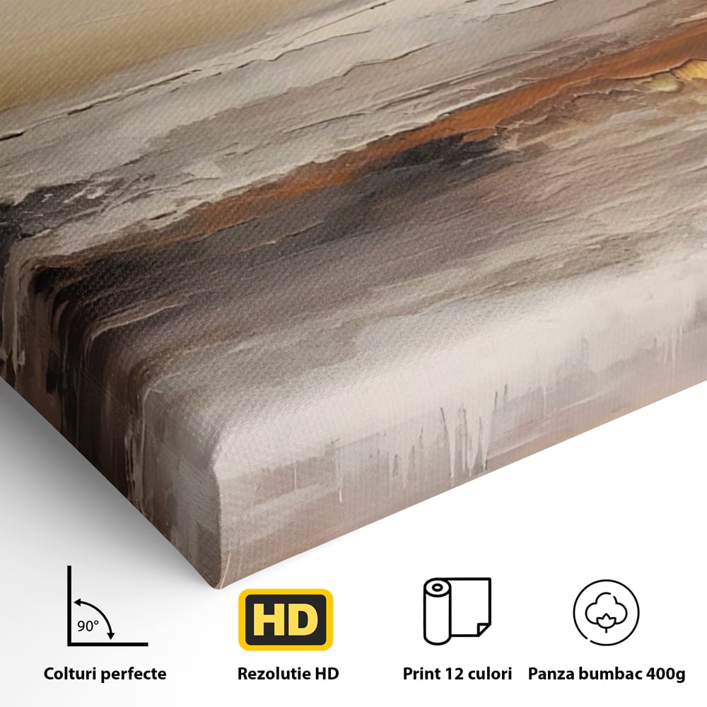Tablou Canvas Premium LuxCanva® A1418, Gold Waves , Living Room, Valuri, Mare, Apa, Nisip, Decorativ, Culori Vibrante