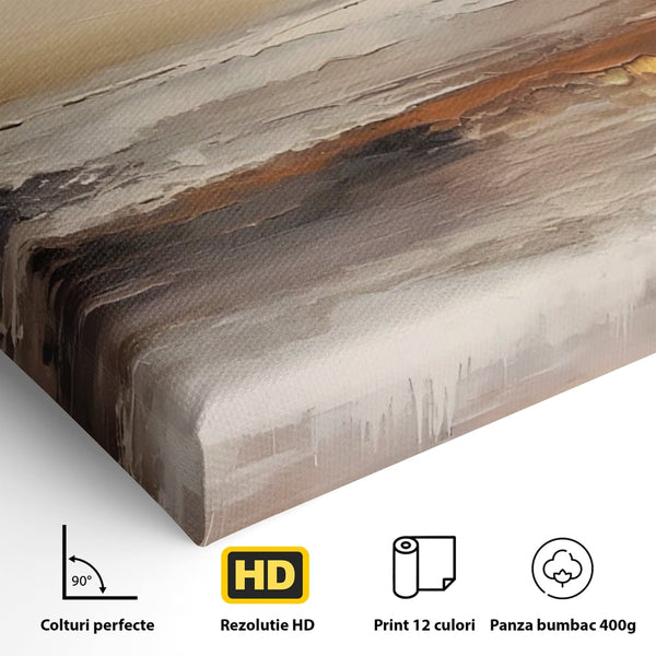 Tablou Canvas Premium LuxCanva® A1418, Gold Waves , Living Room, Valuri, Mare, Apa, Nisip, Decorativ, Culori Vibrante