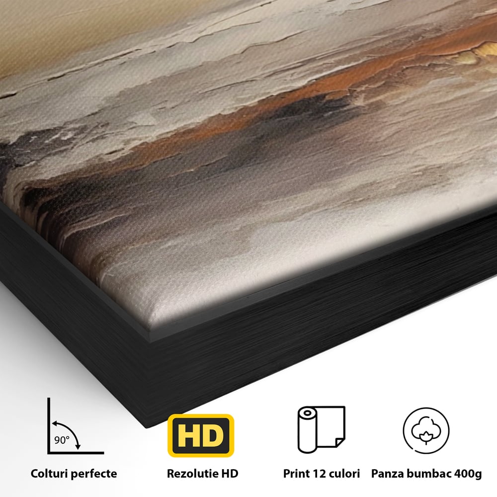 Tablou Canvas Premium LuxCanva® A1418, Gold Waves , Living Room, Valuri, Mare, Apa, Nisip, Decorativ, Culori Vibrante