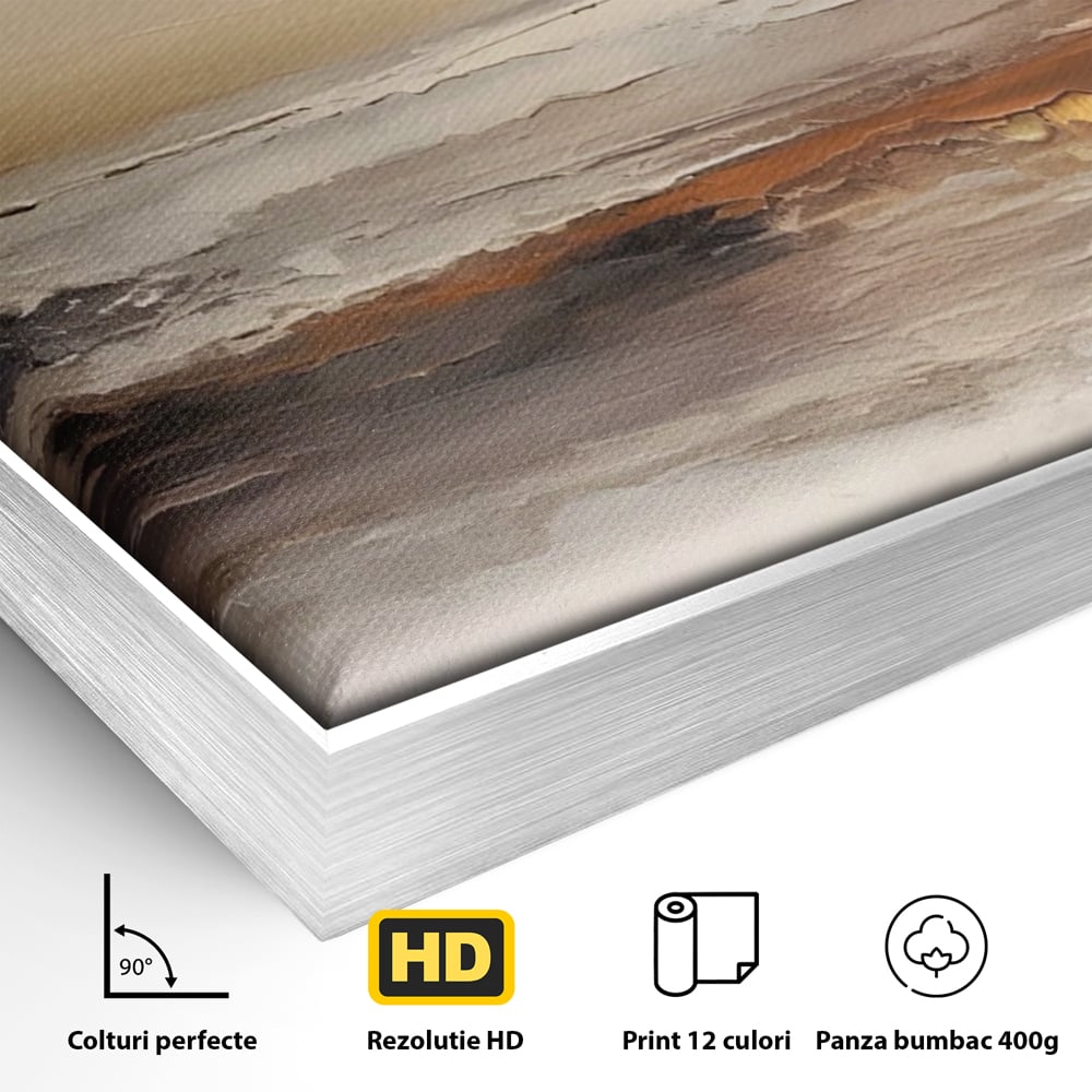 Tablou Canvas Premium LuxCanva® A1418, Gold Waves , Living Room, Valuri, Mare, Apa, Nisip, Decorativ, Culori Vibrante