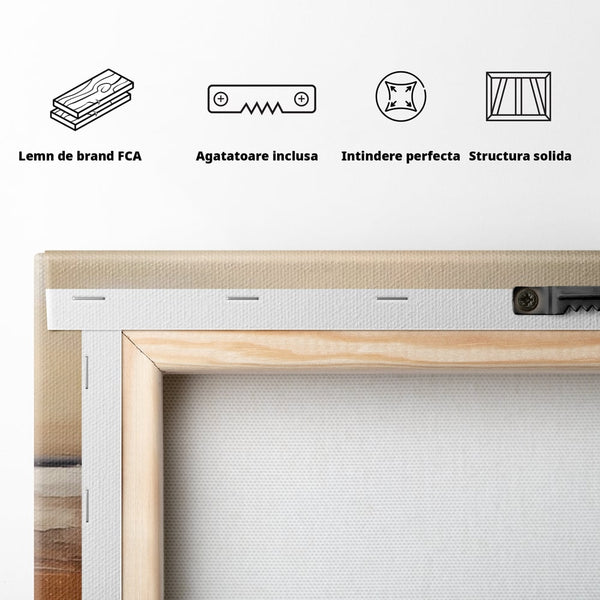 Tablou Canvas Premium LuxCanva® A1418, Gold Waves , Living Room, Valuri, Mare, Apa, Nisip, Decorativ, Culori Vibrante