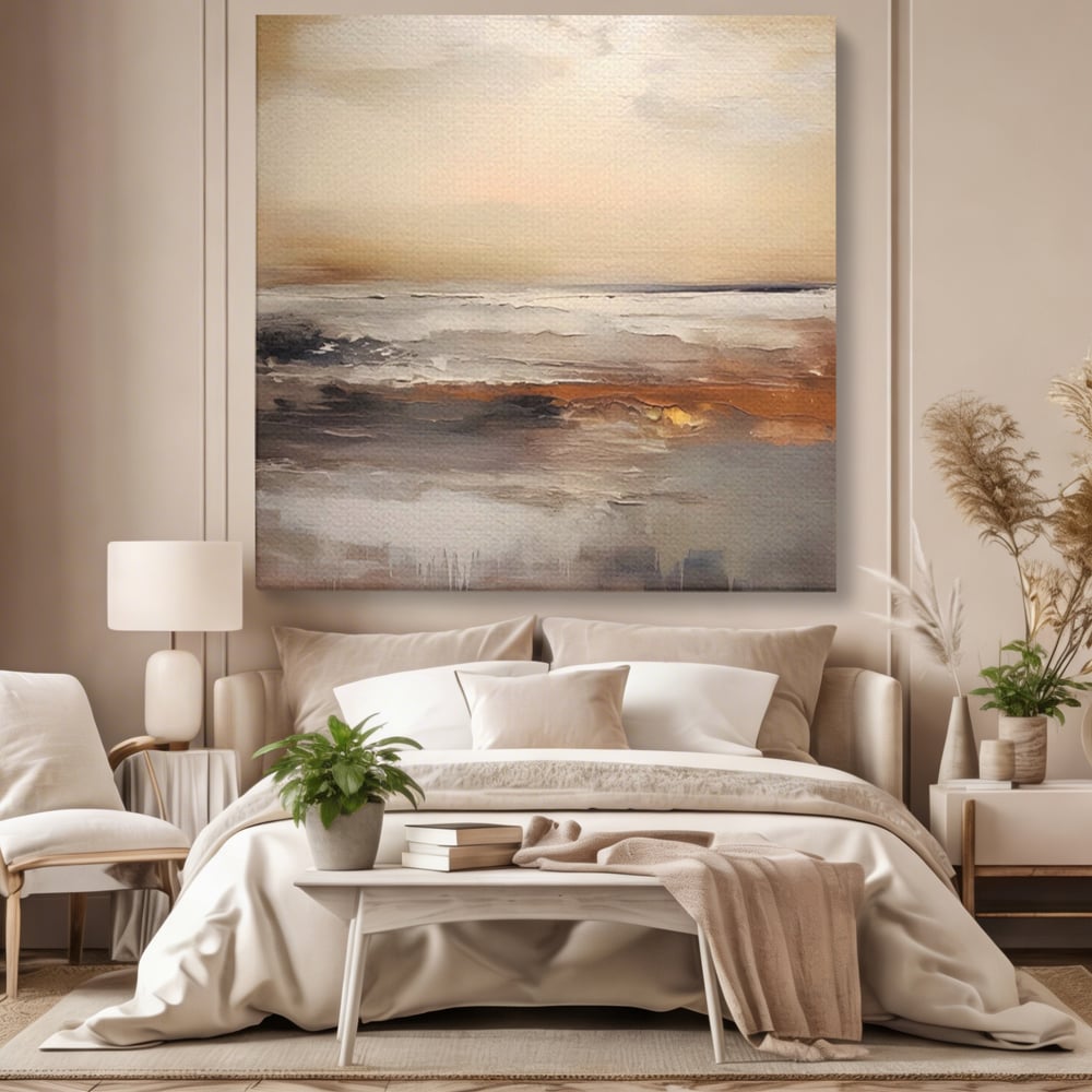 Tablou Canvas Premium LuxCanva® A1418, Gold Waves , Living Room, Valuri, Mare, Apa, Nisip, Decorativ, Culori Vibrante