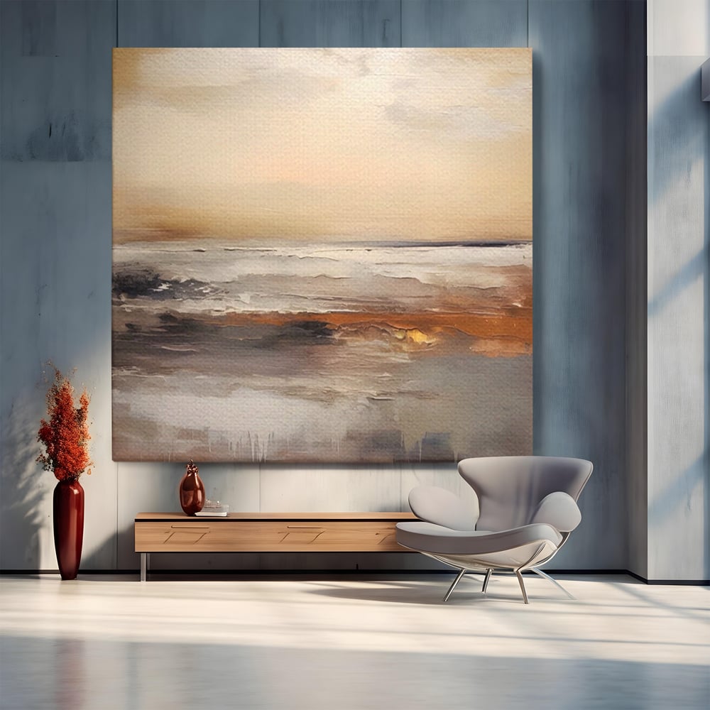 Tablou Canvas Premium LuxCanva® A1418, Gold Waves , Living Room, Valuri, Mare, Apa, Nisip, Decorativ, Culori Vibrante