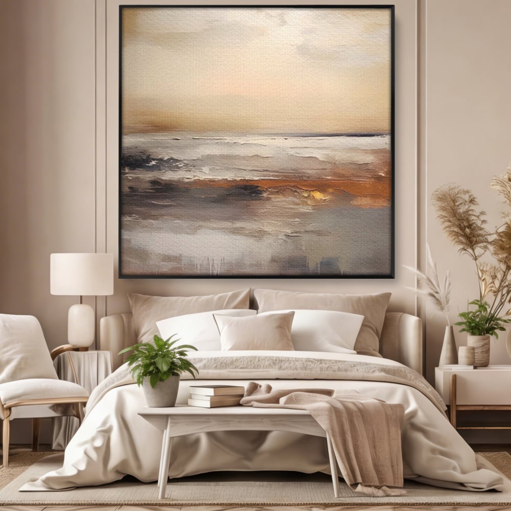 Tablou Canvas Premium LuxCanva® A1418, Gold Waves , Living Room, Valuri, Mare, Apa, Nisip, Decorativ, Culori Vibrante
