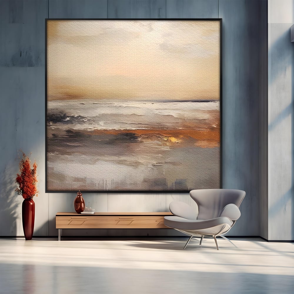 Tablou Canvas Premium LuxCanva® A1418, Gold Waves , Living Room, Valuri, Mare, Apa, Nisip, Decorativ, Culori Vibrante