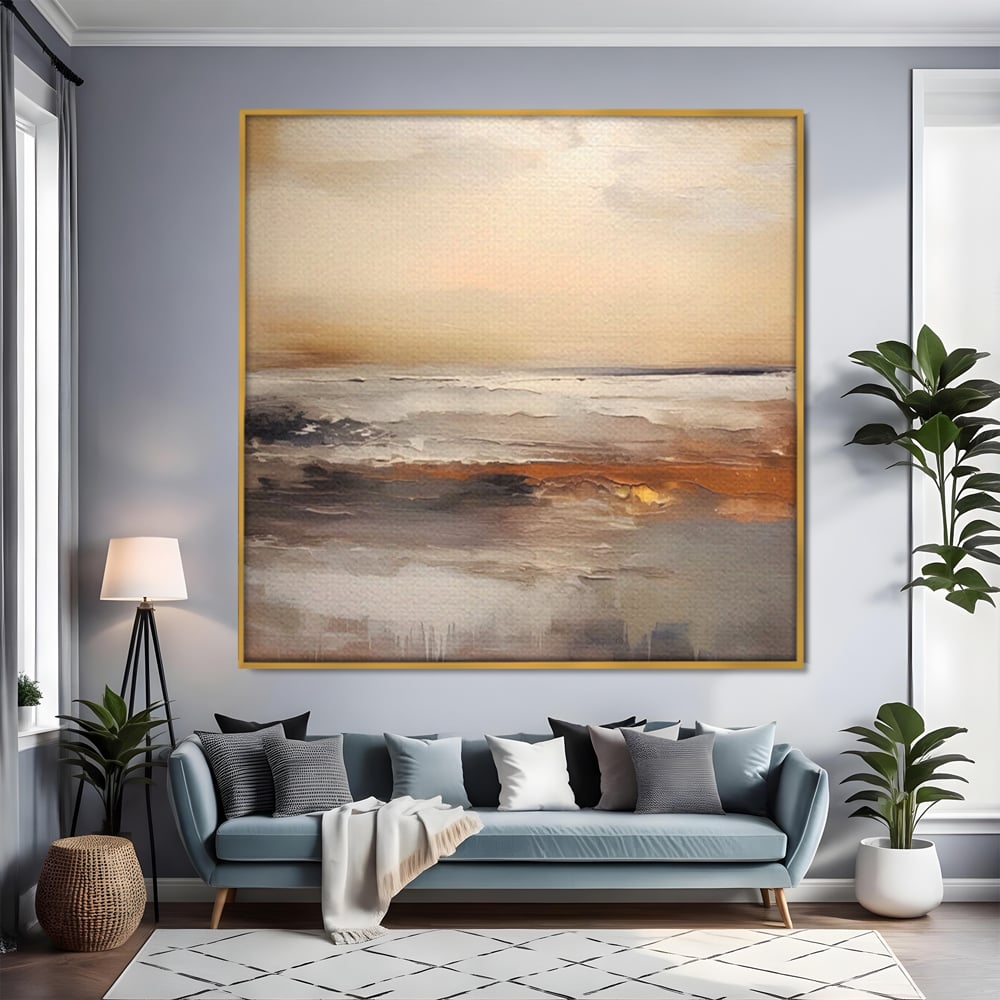 Tablou Canvas Premium LuxCanva® A1418, Gold Waves , Living Room, Valuri, Mare, Apa, Nisip, Decorativ, Culori Vibrante