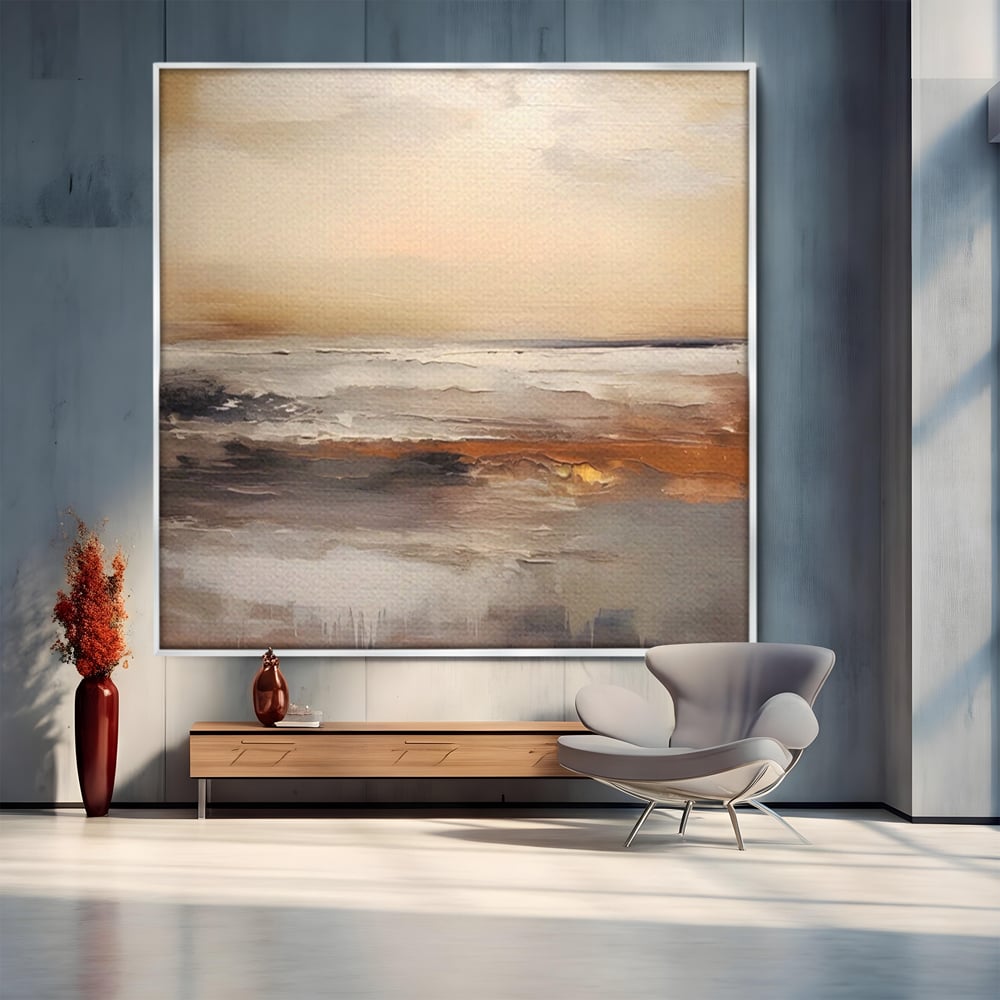 Tablou Canvas Premium LuxCanva® A1418, Gold Waves , Living Room, Valuri, Mare, Apa, Nisip, Decorativ, Culori Vibrante