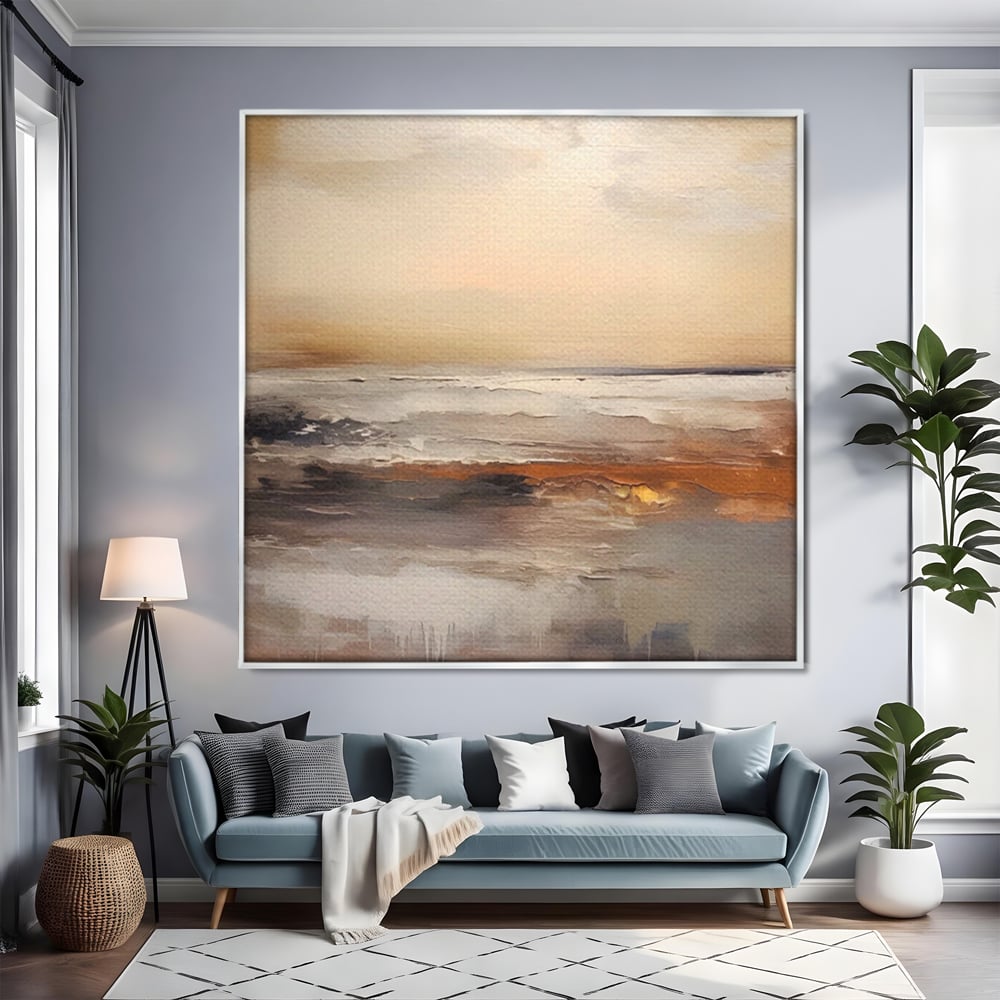 Tablou Canvas Premium LuxCanva® A1418, Gold Waves , Living Room, Valuri, Mare, Apa, Nisip, Decorativ, Culori Vibrante