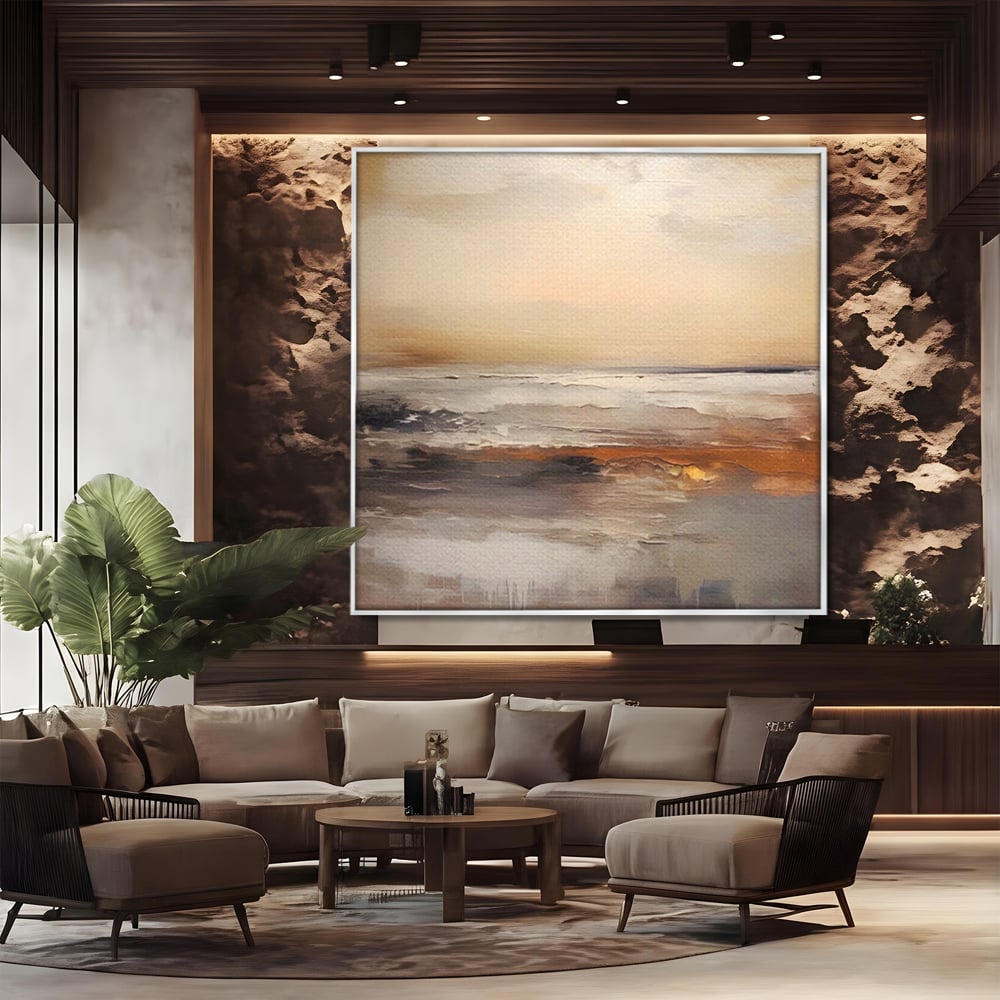 Tablou Canvas Premium LuxCanva® A1418, Gold Waves , Living Room, Valuri, Mare, Apa, Nisip, Decorativ, Culori Vibrante