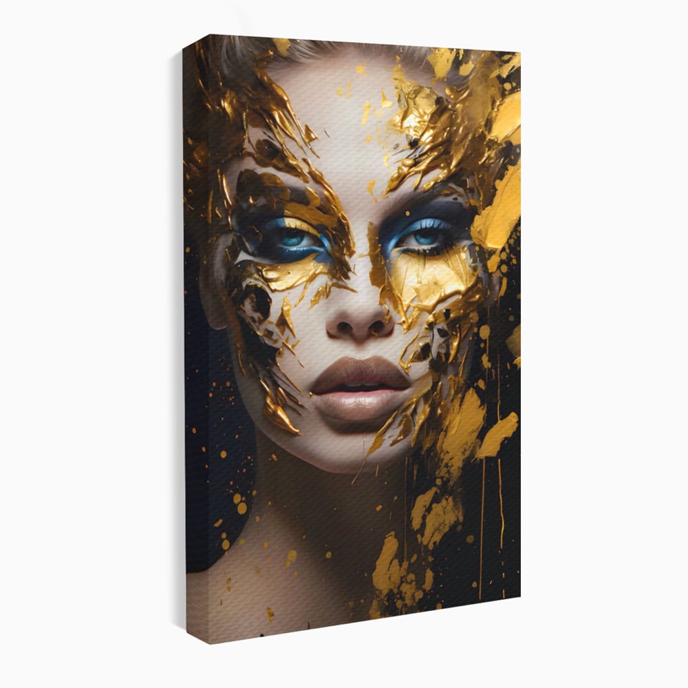 Tablou Canvas Premium LuxCanva® A1419, Gold Girl , Living Room, Femeie, Auriu, Senzual, Frumusete, Decorativ, Culori Vibrante