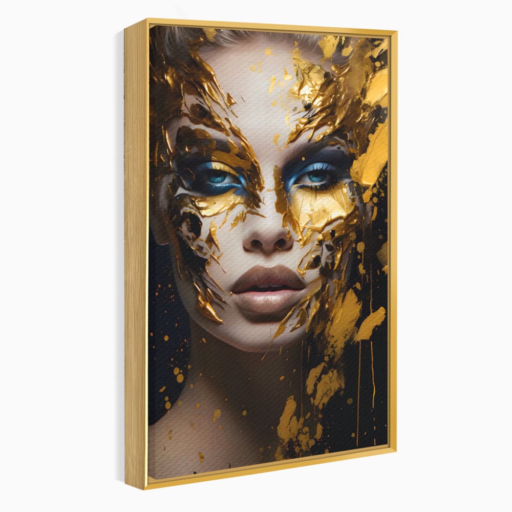 Tablou Canvas Premium LuxCanva® A1419, Gold Girl , Living Room, Femeie, Auriu, Senzual, Frumusete, Decorativ, Culori Vibrante