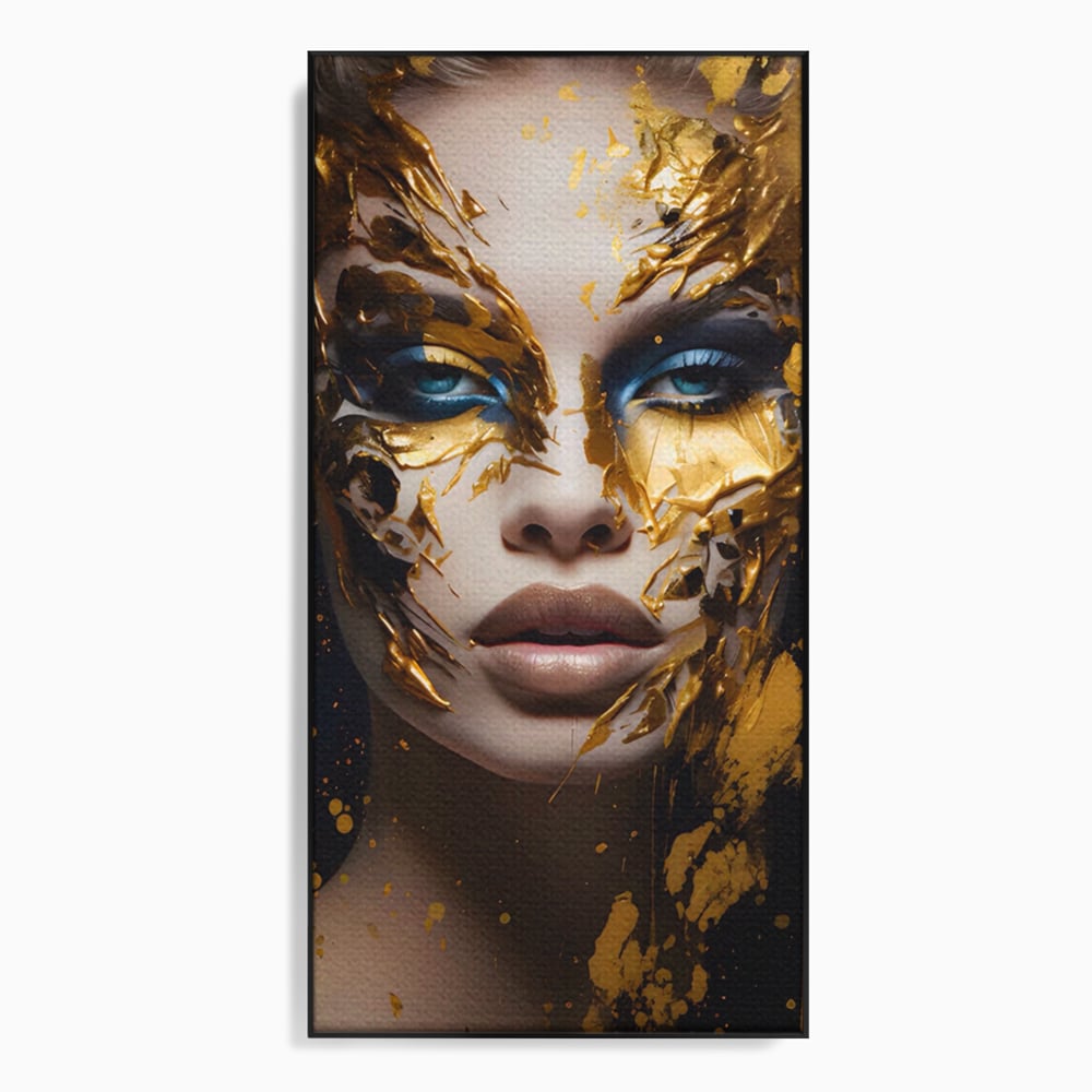 Tablou Canvas Premium LuxCanva® A1419, Gold Girl , Living Room, Femeie, Auriu, Senzual, Frumusete, Decorativ, Culori Vibrante