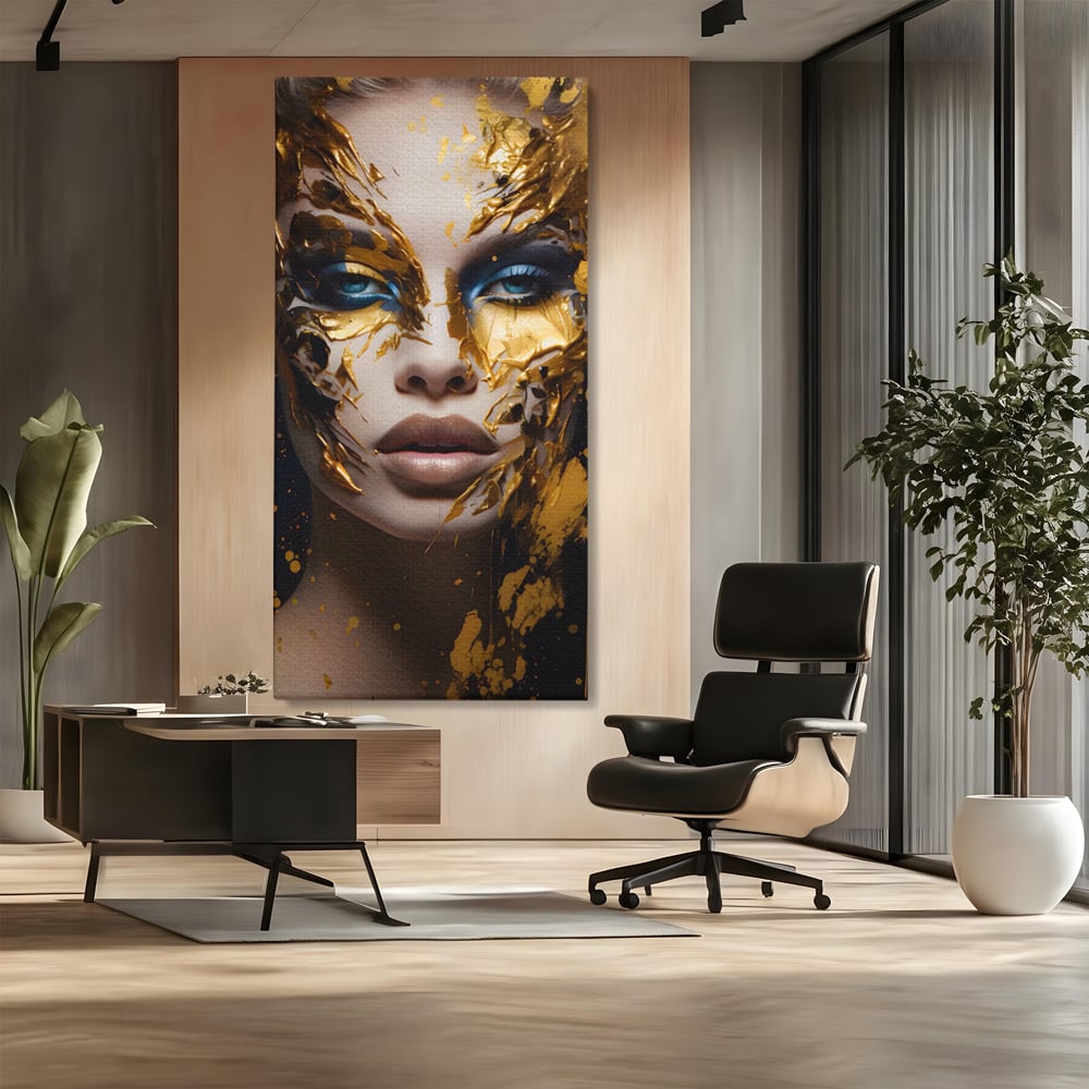 Tablou Canvas Premium LuxCanva® A1419, Gold Girl , Living Room, Femeie, Auriu, Senzual, Frumusete, Decorativ, Culori Vibrante