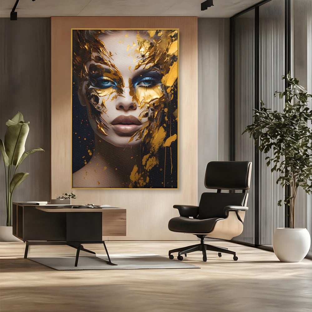 Tablou Canvas Premium LuxCanva® A1419, Gold Girl , Living Room, Femeie, Auriu, Senzual, Frumusete, Decorativ, Culori Vibrante