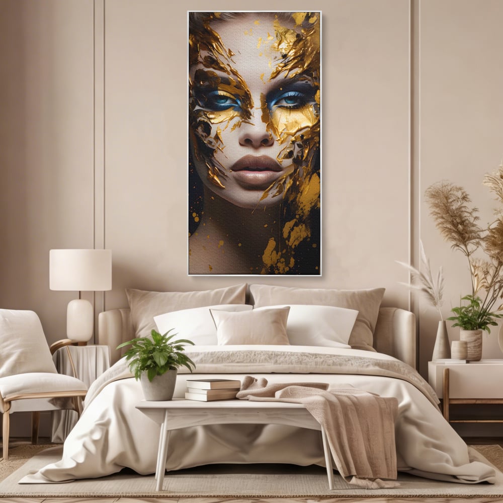 Tablou Canvas Premium LuxCanva® A1419, Gold Girl , Living Room, Femeie, Auriu, Senzual, Frumusete, Decorativ, Culori Vibrante